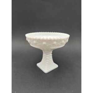 Vintage Milk Glass Button and Daisy Pattern Compote Whitney?